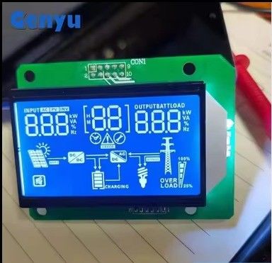 カスタムセグメントLCDディスプレイ HTN 青色 陰色 白文字 12時表示
