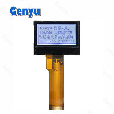 0.96インチ 128x64 モノクロム FSTN LCD ディスプレイ 15ピン ホワイトバックライト SPI インターフェース